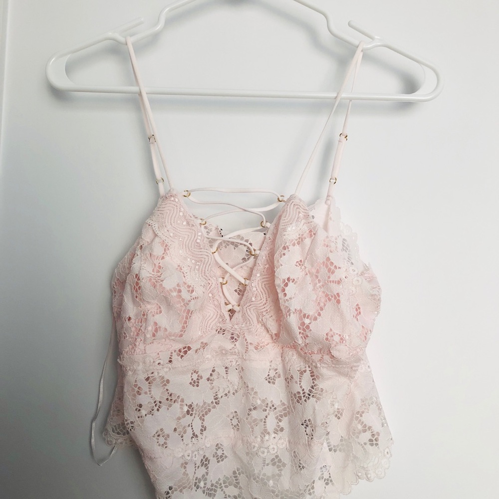 Pink lace camisole by guess size large